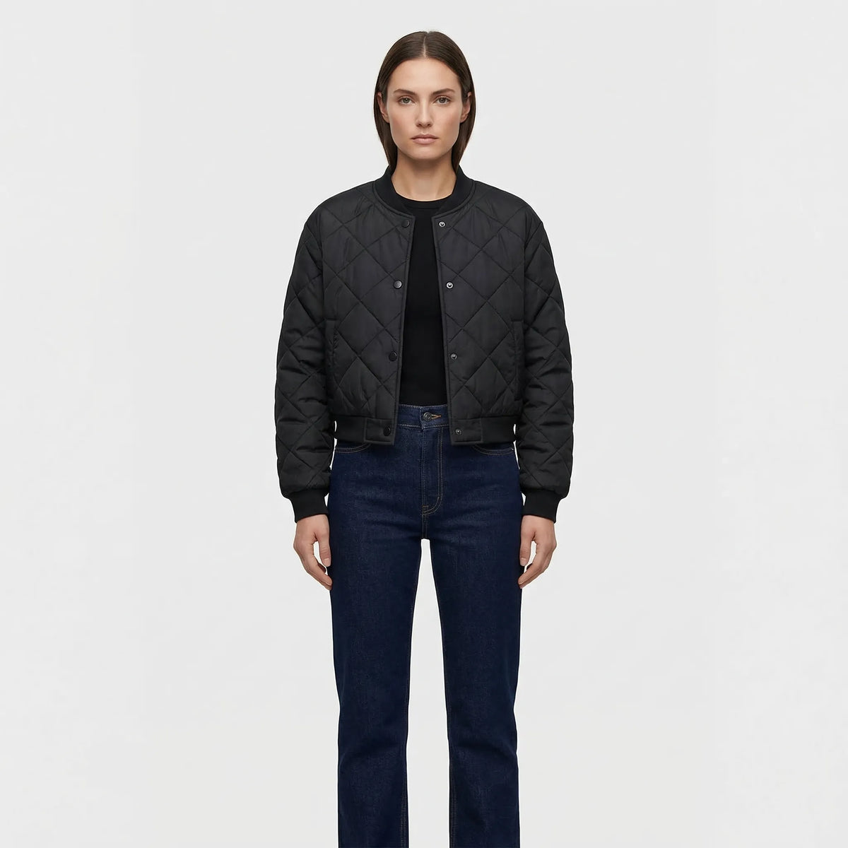 Quilted Cropped Bomber Jacket - Marcella
