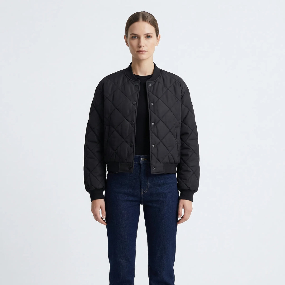 Quilted Cropped Bomber Jacket - Marcella
