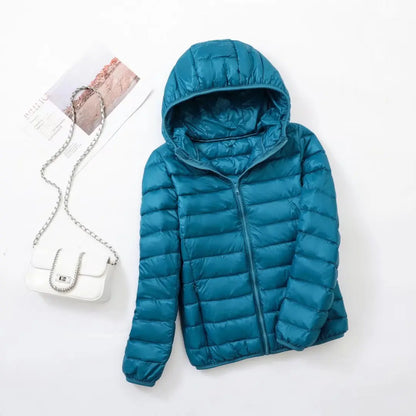 Reversible down jacket with hood – Soraya
